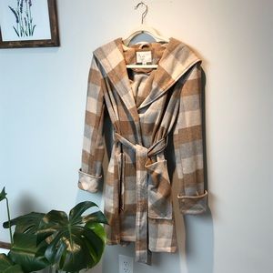 Plaid wrap coat